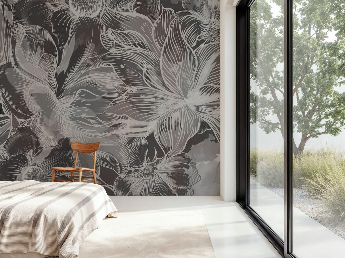 Seeing Through Leaves Dark Mural Wallpaper - room preview 05