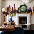 Los Angeles Skyline Purple & Gold Mural Wallpaper - room preview 05