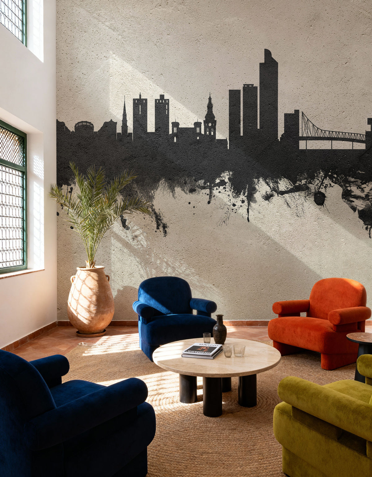 Oslo Skyline Concrete Mural Wallpaper - room preview 05