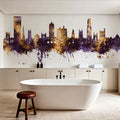 New Haven Connecticut Skyline Purlpe & Gold Mural Wallpaper - room preview 05