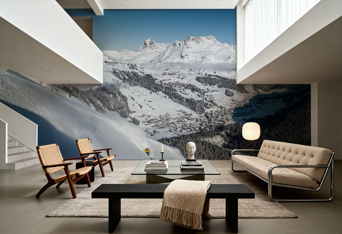 Skiing the Alps Mural Wallpaper - room preview 05