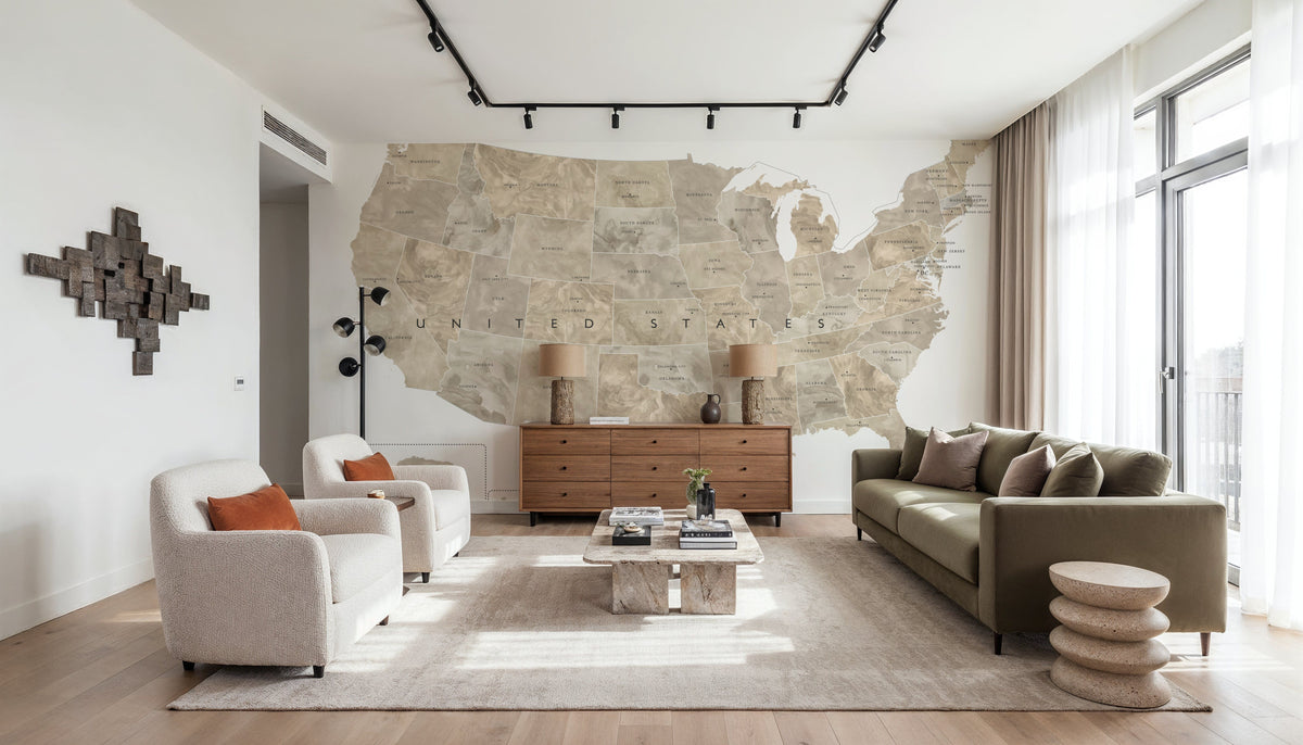 US State Map - Abey Mural Wallpaper - room preview 05