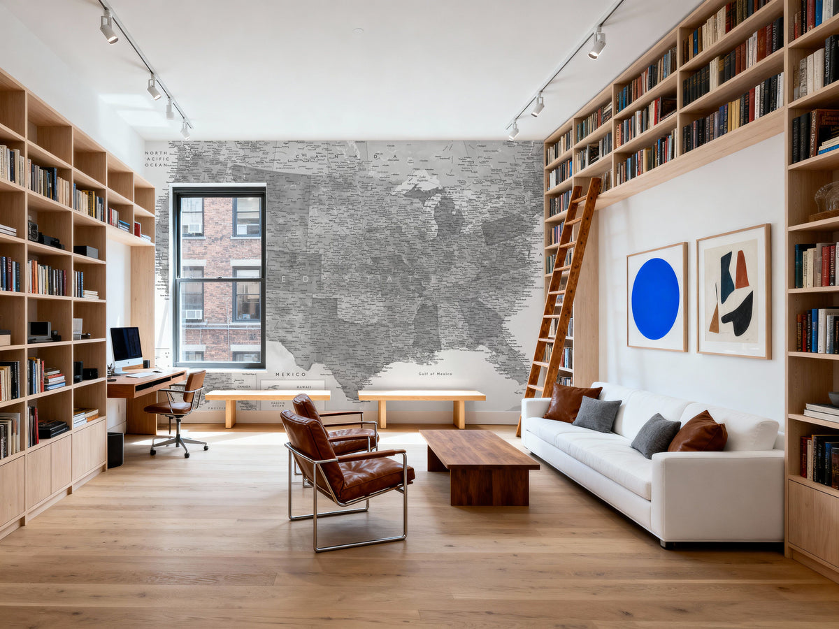 US Map Detailed - Jimmy Mural Wallpaper - room preview 05