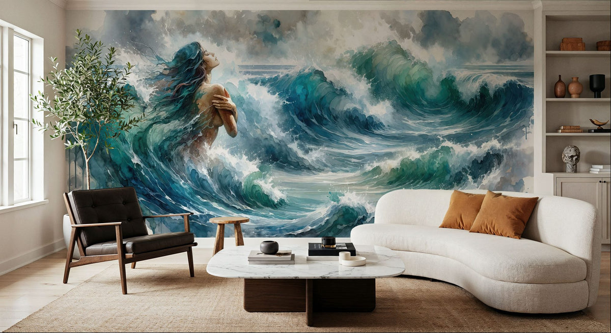 Sea's Symphony Enveloping Mural Wallpaper - room preview 05