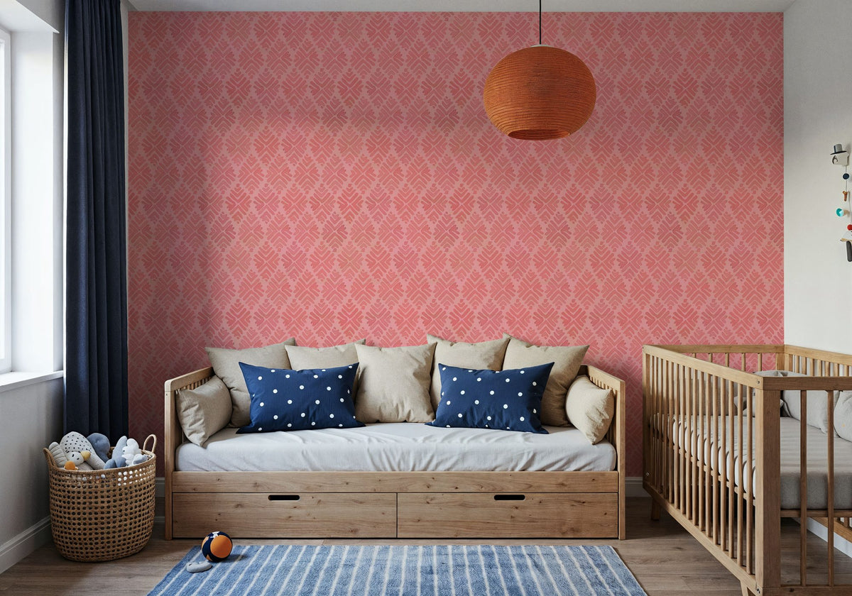 Bohemian Leaves Pink Mural Wallpaper - room preview 05