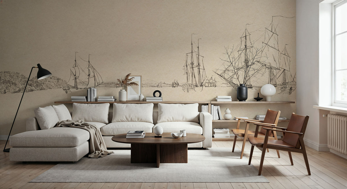 Sketch of the Harbor II Mural Wallpaper - room preview 05