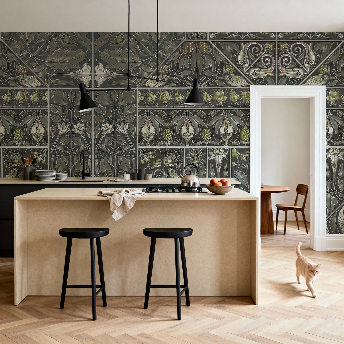 Floral Mood Green Mural Wallpaper - room preview 05