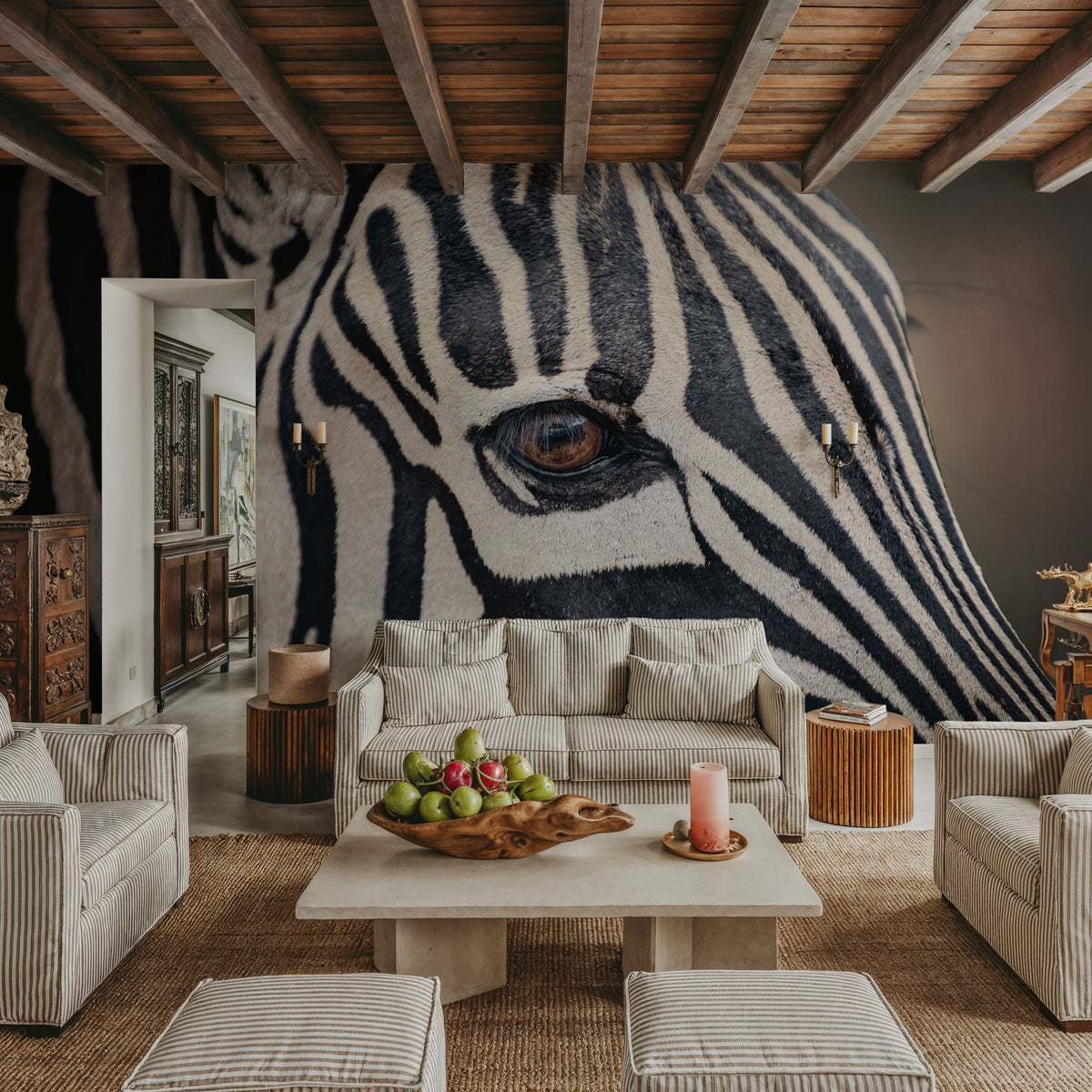 Zebra Face Mural Wallpaper - room preview 05