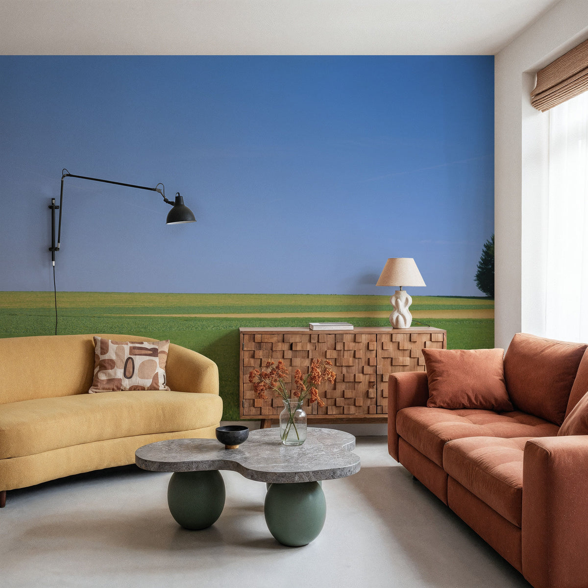 Serene Meadow Vista Mural Wallpaper - room preview 05