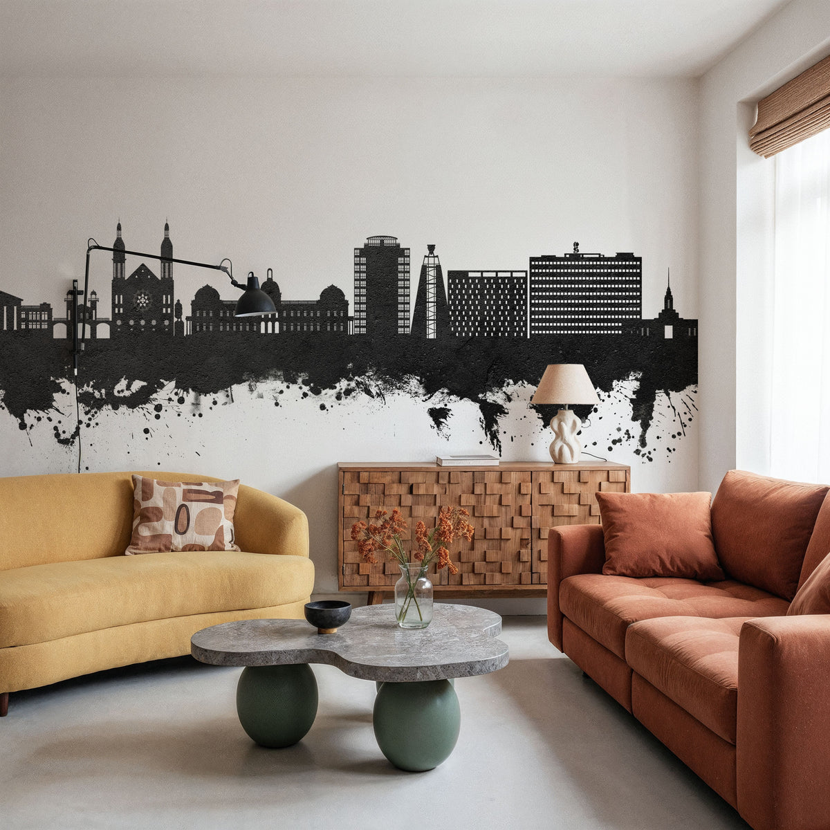 Port-au-Prince Haiti Skyline Black & White Mural Wallpaper - room preview 05