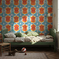 Purple Blossom Ikat Mural Wallpaper - room preview 05