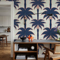 Graphic Palms, Navy Mural Wallpaper - room preview 05
