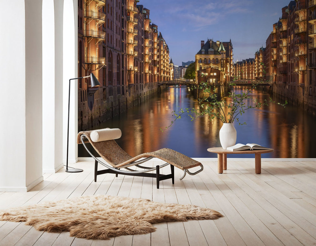 Canal Twilight Mural Wallpaper - room preview 05