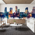 Tegucigalapa Honduras Skyline Blue & Bronze Mural Wallpaper - room preview 05