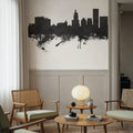 Providence Rhode Island Skyline Black & White Mural Wallpaper - room preview 05