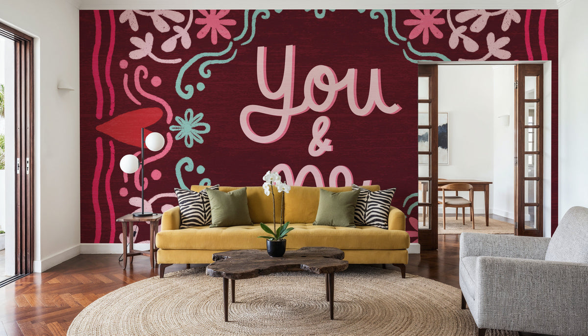 Love Sentiments You and Me Mural Wallpaper - room preview 05