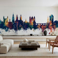 Maastricht the Netherlands Skyline Blue & Bronze Mural Wallpaper - room preview 05