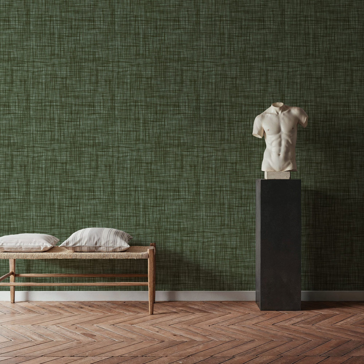 Mottled Linen Effect, Pine Mural Wallpaper - room preview 05