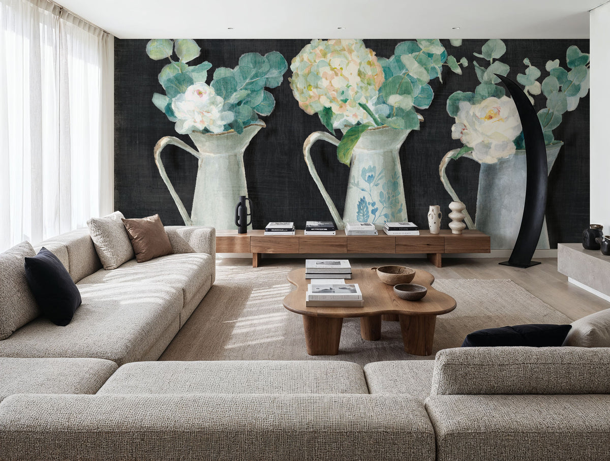 Farmhouse Flowers Mural Wallpaper - room preview 05