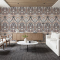 Floral Art Deco Aura, Walnut Dust Mural Wallpaper - room preview 05