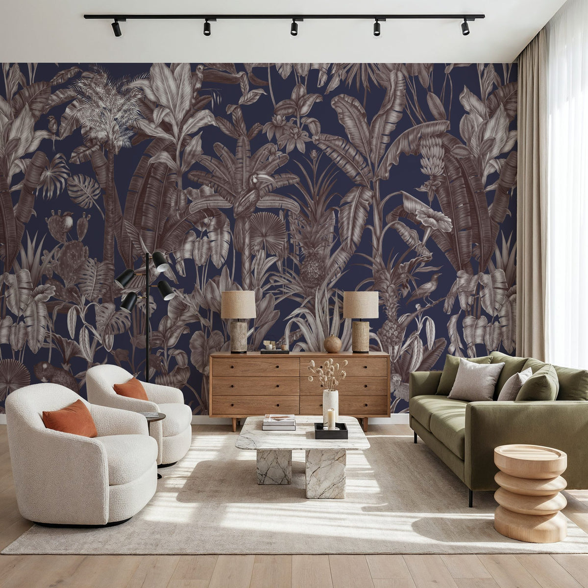 Tropical Wonderland, Eggplant Mural Wallpaper - room preview 05