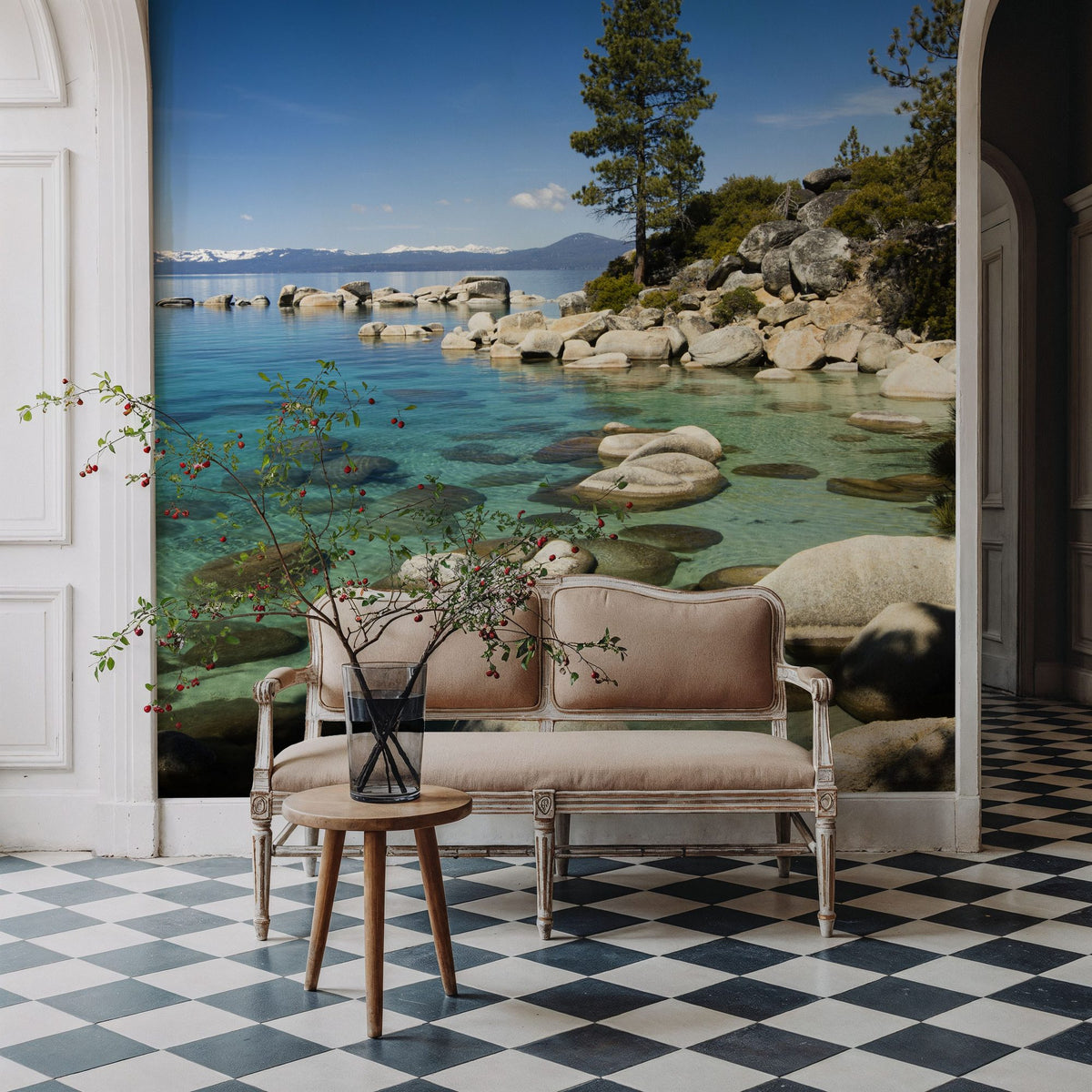 Mountain Lake Tranquility Mural Wallpaper - room preview 05
