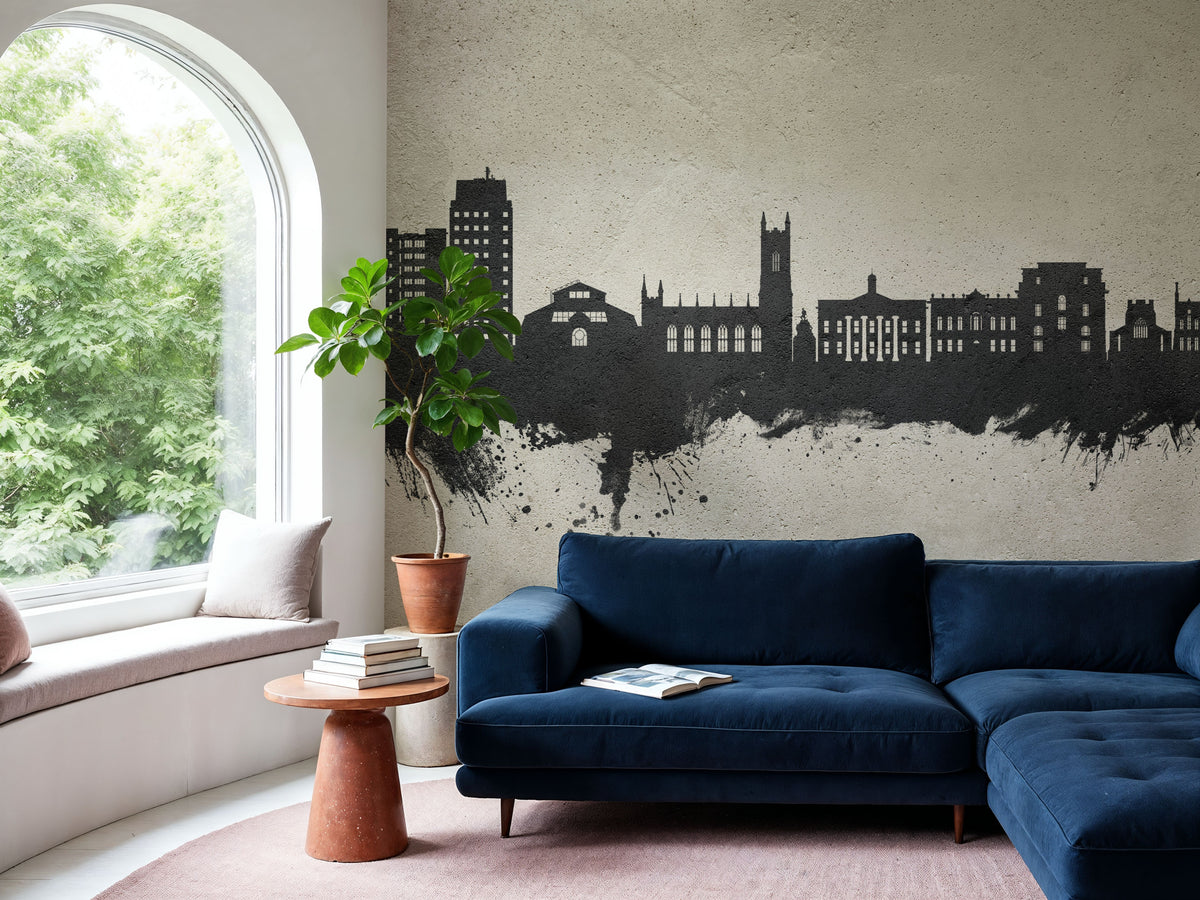 Oldham England Skyline Concrete Mural Wallpaper - room preview 05