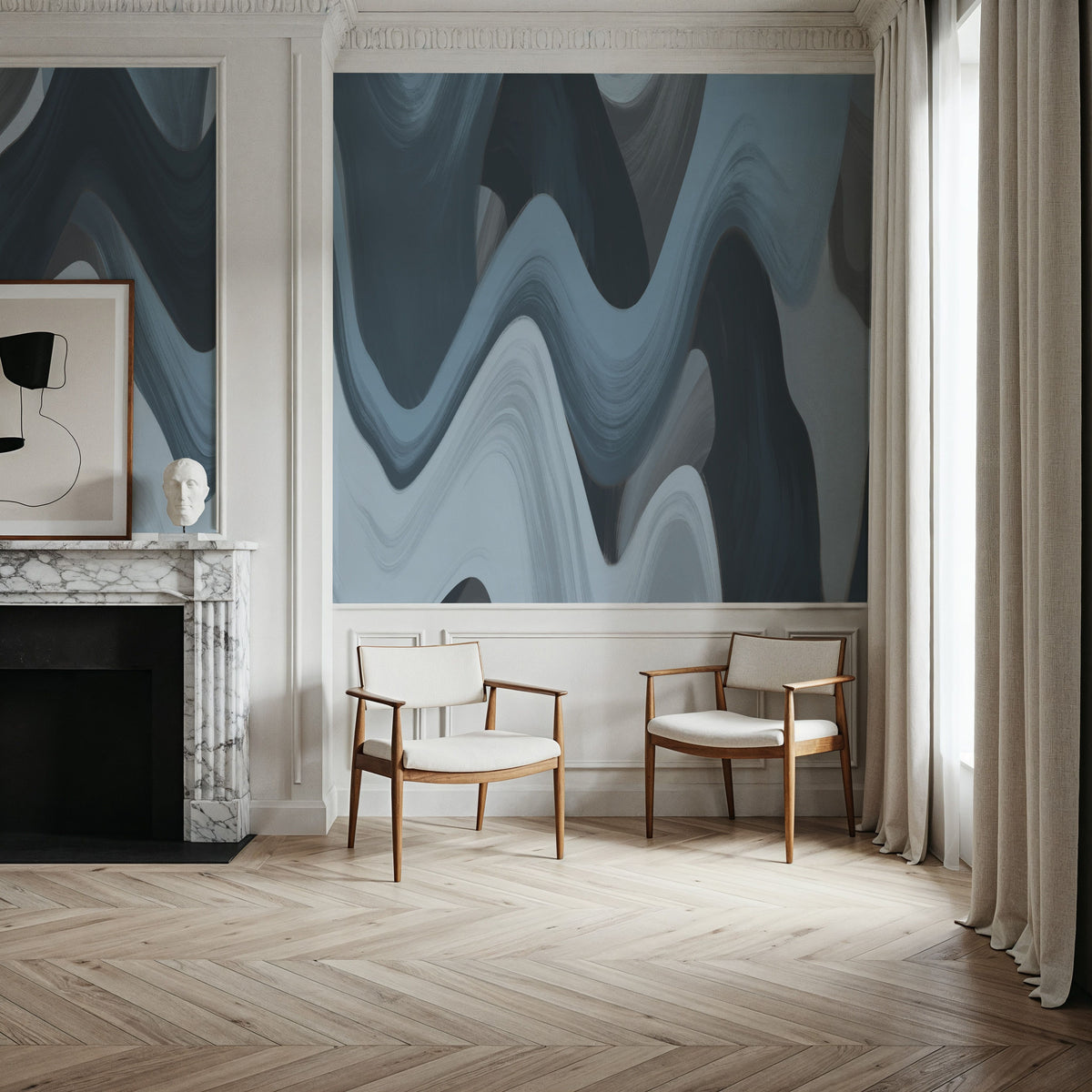 Abstract Paints, Denim Mural Wallpaper - room preview 05