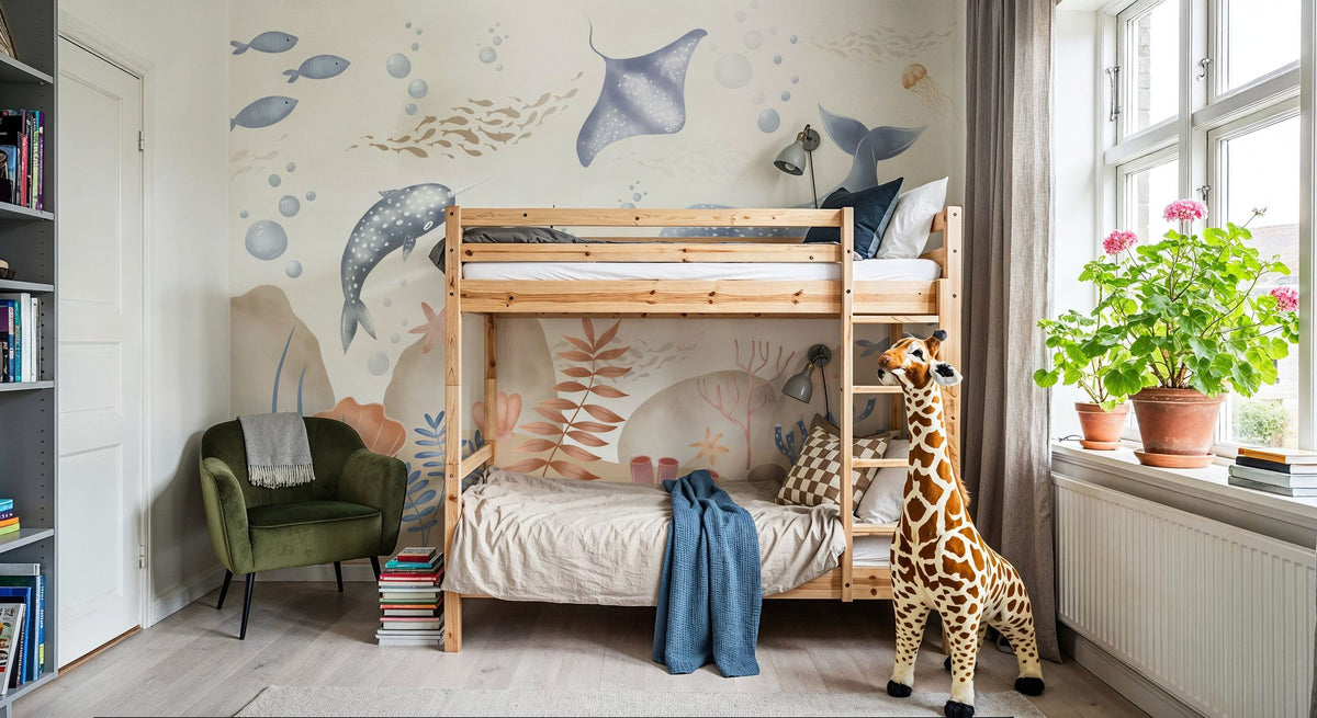 Ocean Paradise, Beige Mural Wallpaper - room preview 05