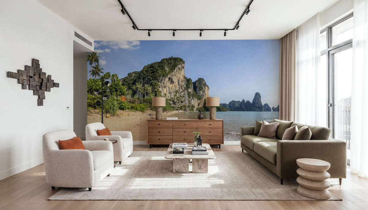 Tropical Cliff Paradise Mural Wallpaper - room preview 05