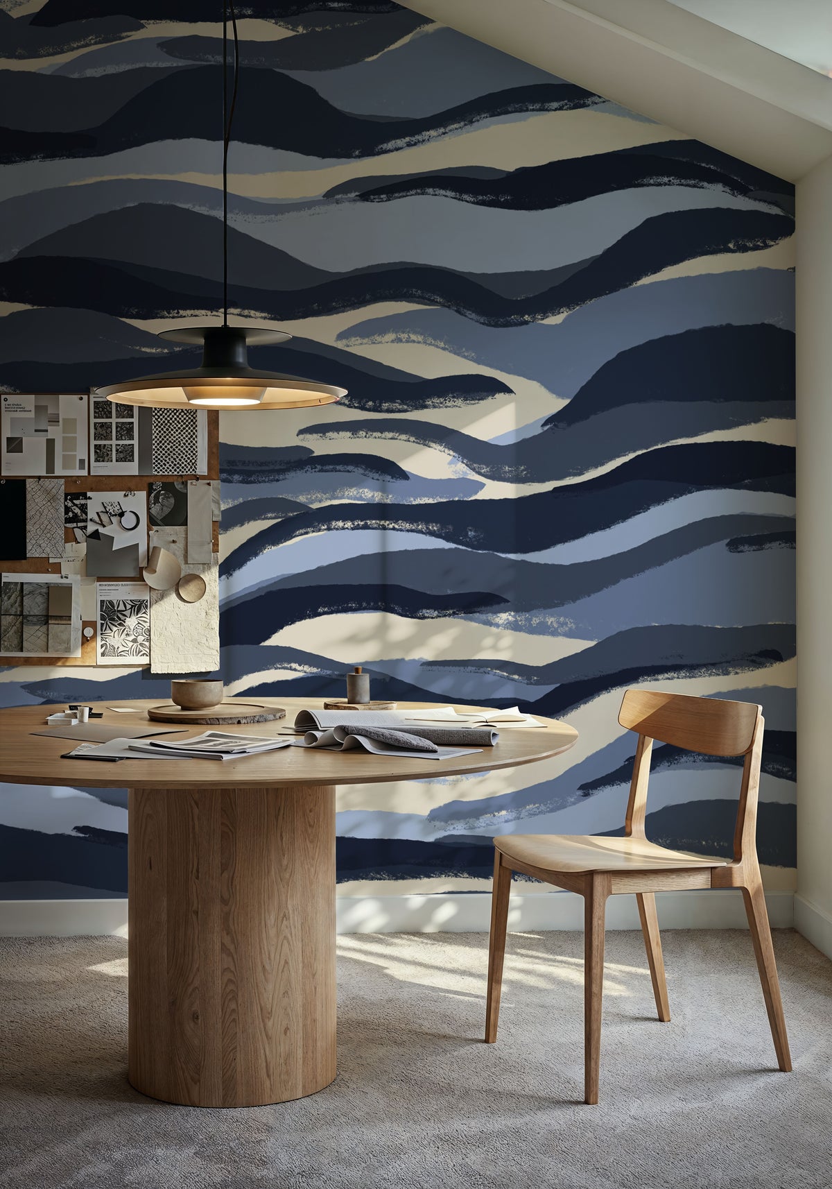 Blue Tiger Pattern Mural Wallpaper - room preview 05