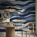 Blue Tiger Pattern Mural Wallpaper - room preview 05