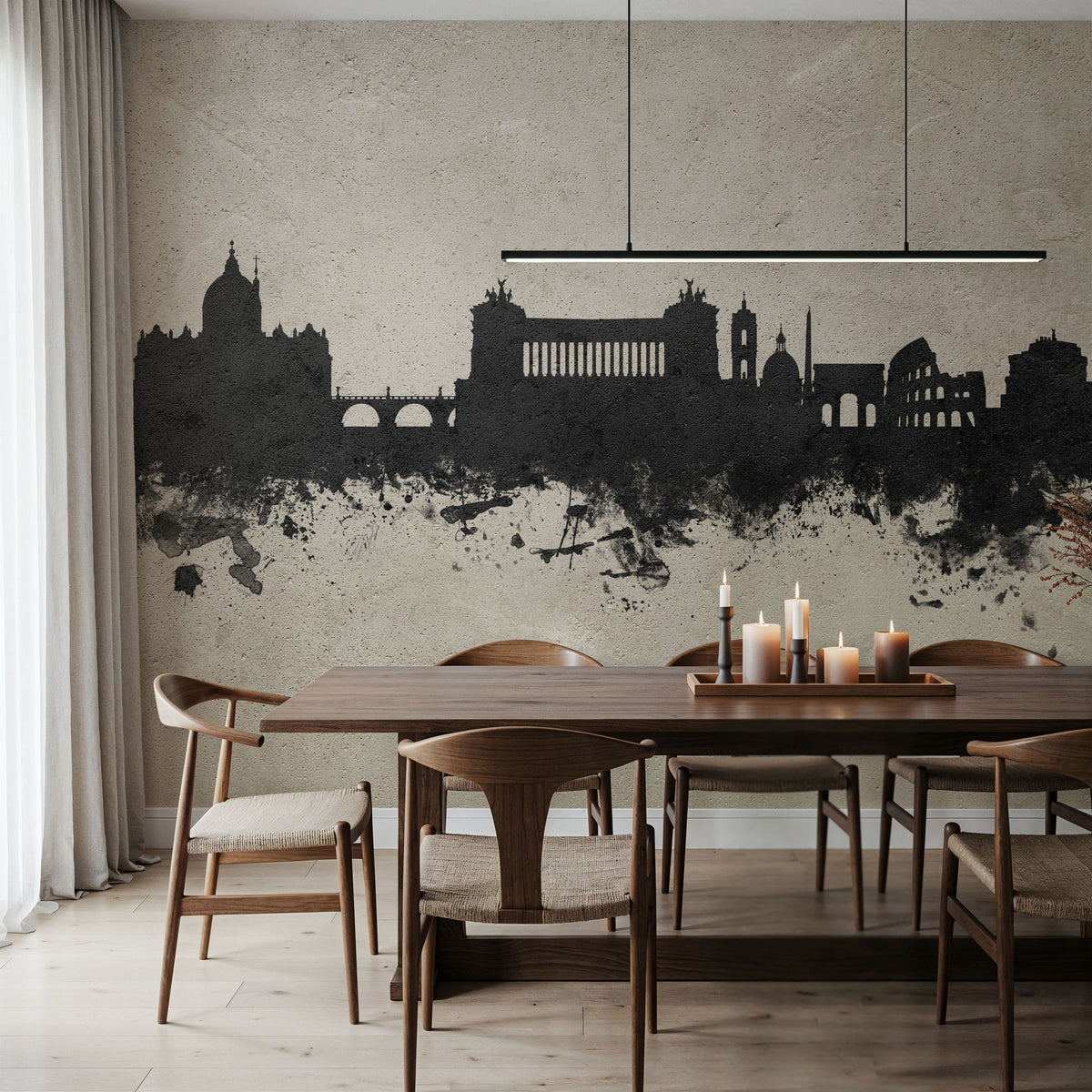 Rome Italy Skyline Concrete Mural Wallpaper - room preview 05