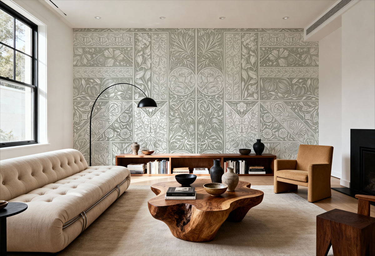 Flower Collection, Sage Mural Wallpaper - room preview 05