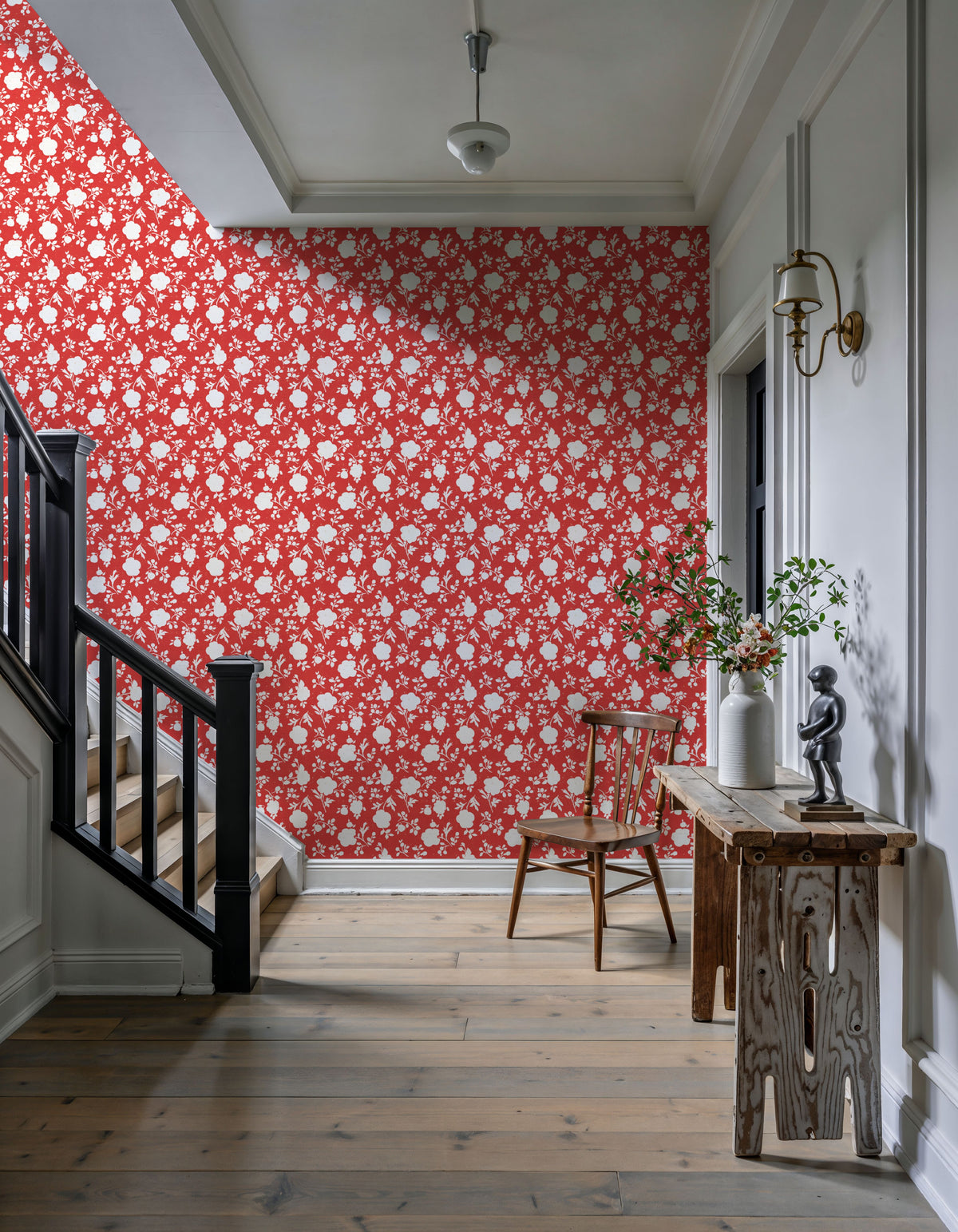 Country Flowery Red Mural Wallpaper - room preview 05