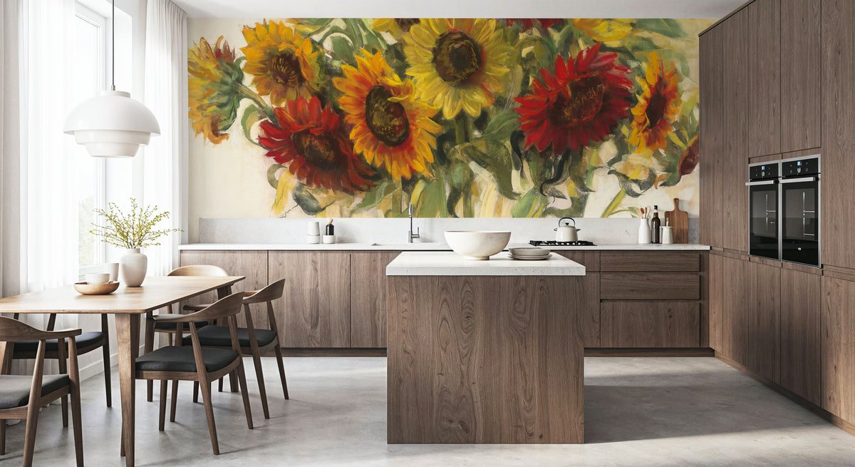 Gathering Sunflowers Mural Wallpaper - room preview 05