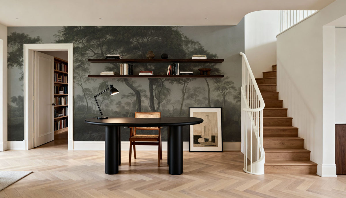 Woodland Brook, Moody Green Mural Wallpaper - room preview 05