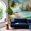 Sunlit Tropical Beach Mural Wallpaper - room preview 05