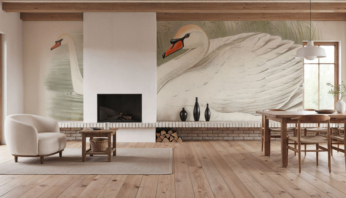 Swan Lake Mural Wallpaper - Light Tone - room preview 05