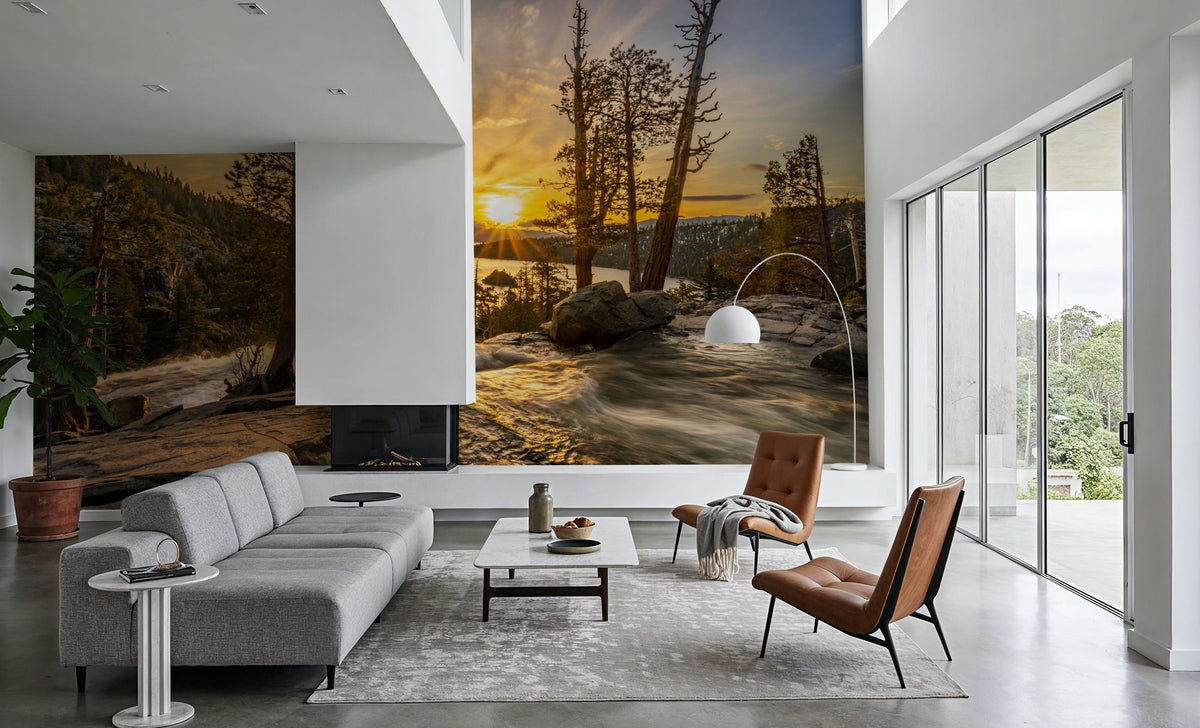 Snow Melting At Lake Tahoe Mural Wallpaper - room preview 05