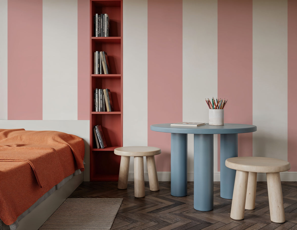 Circus Stripes, Pink Mural Wallpaper - room preview 05