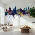 Vancouver Canada Skyline Blue & Bronze Mural Wallpaper - room preview 05