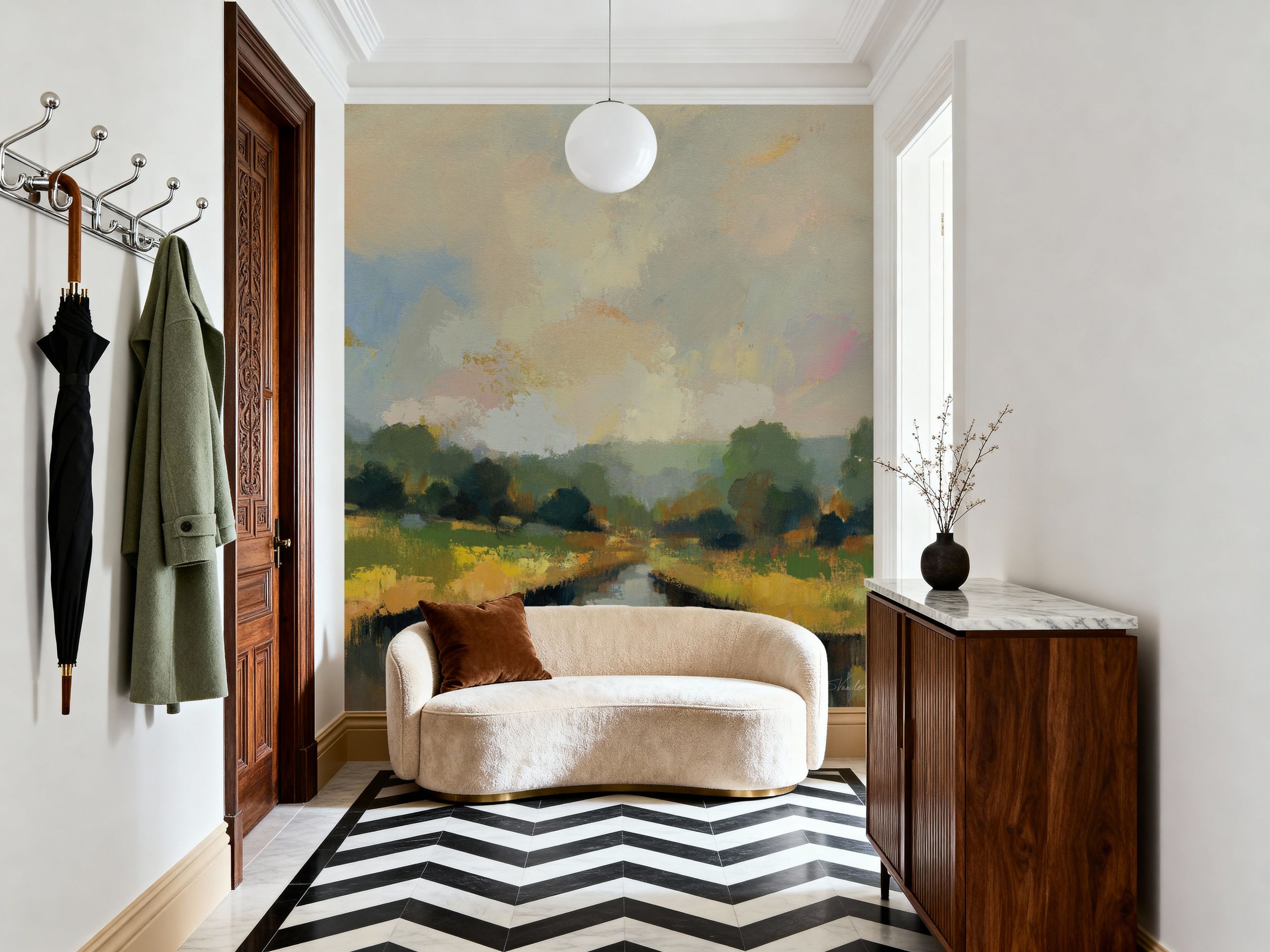 Amber RIverbank Mural Wallpaper