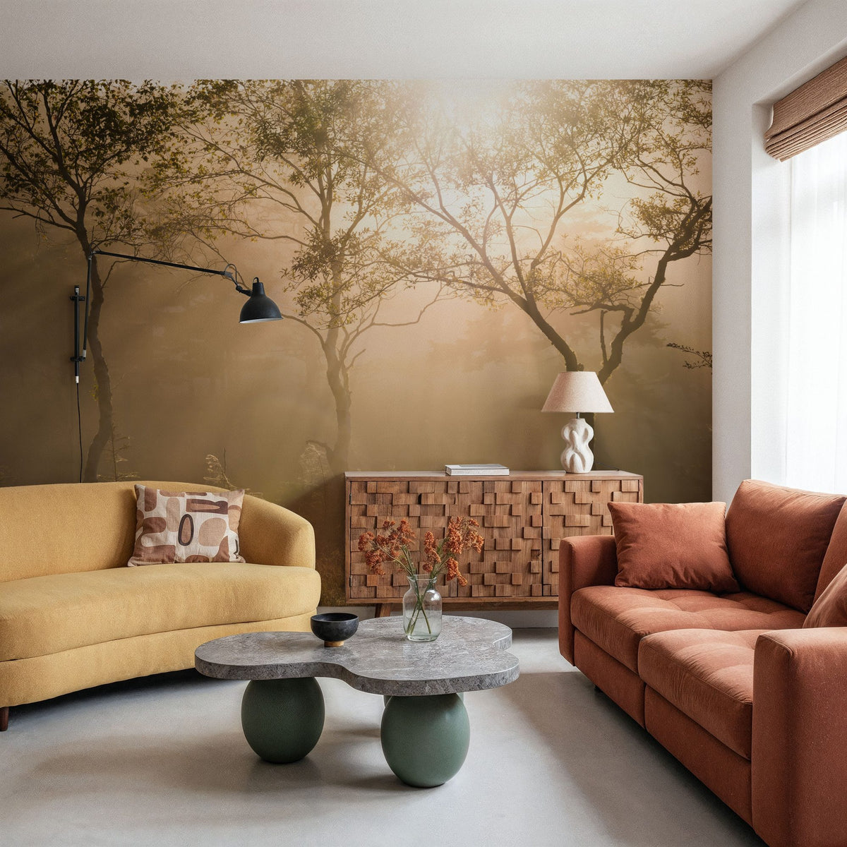 Beautiful Reflection in Autumn Mural Wallpaper - room preview 05