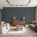 Geo Floral, Navy Mural Wallpaper - room preview 05