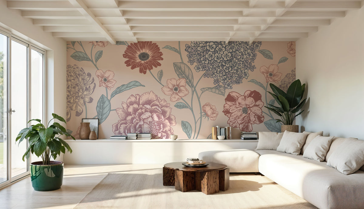 Victorian Flowers Mural Wallpaper - room preview 05