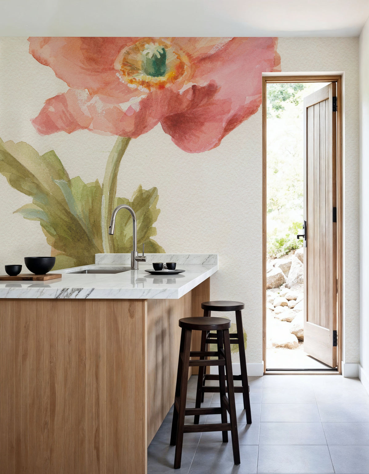 Garden Poppy Mural Wallpaper - room preview 05