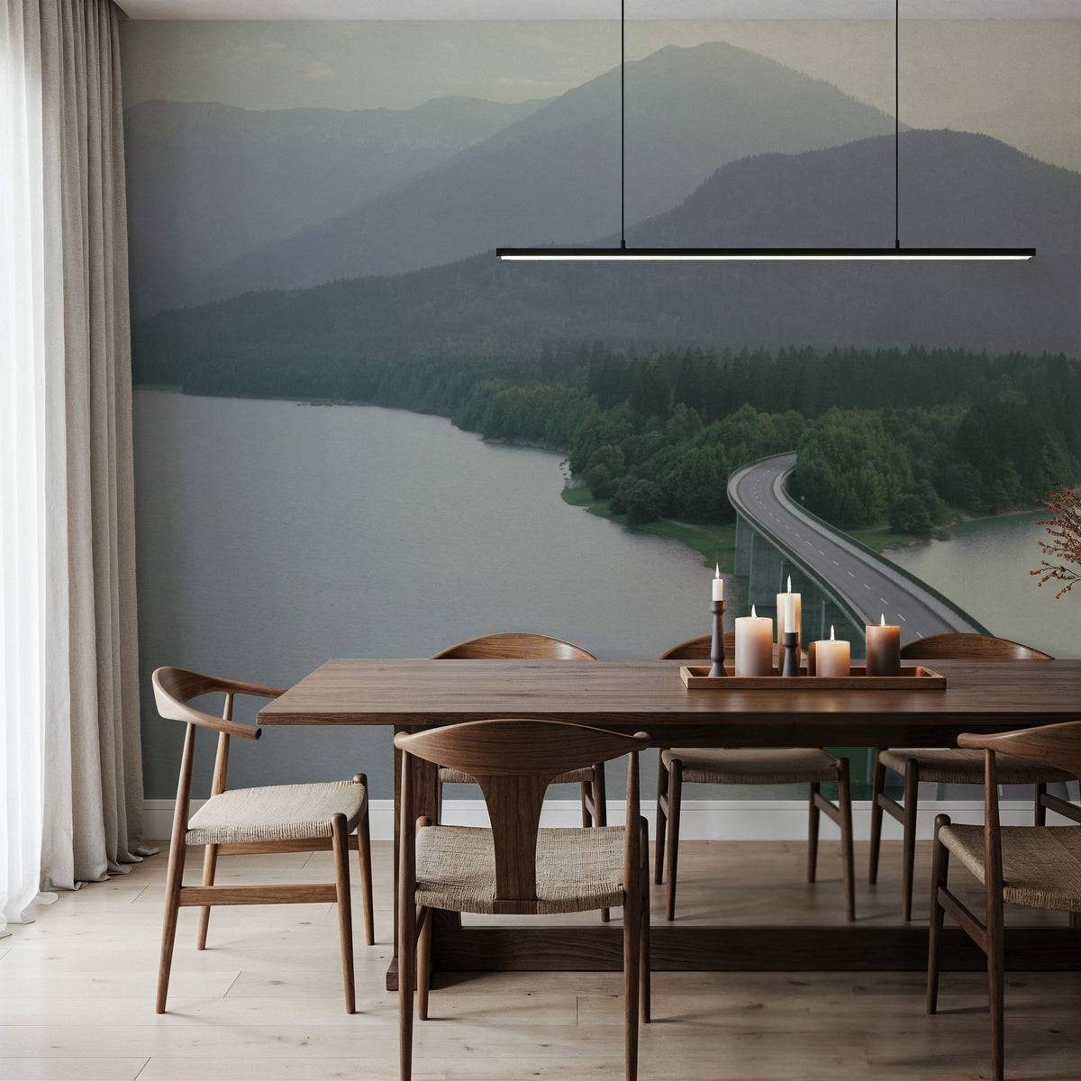 Mountain Lake Crossing Mural Wallpaper - room preview 05