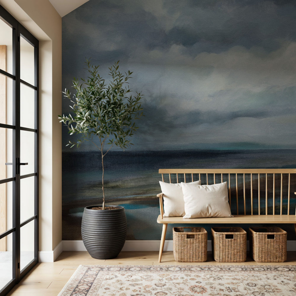 Evening Beach Mural Wallpaper - Neutral Tone - room preview 05