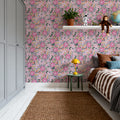 Pink Floral Fireworks Mural Wallpaper - room preview 05